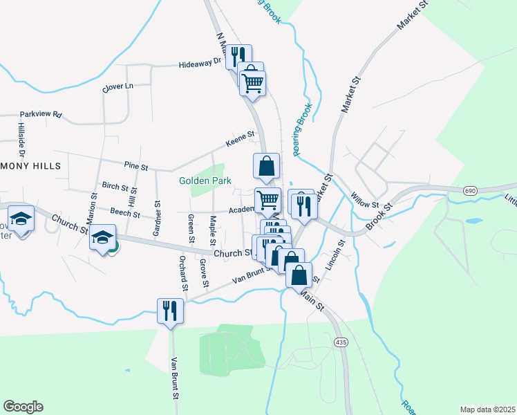 map of restaurants, bars, coffee shops, grocery stores, and more near 130 Spring Garden Street in Moscow