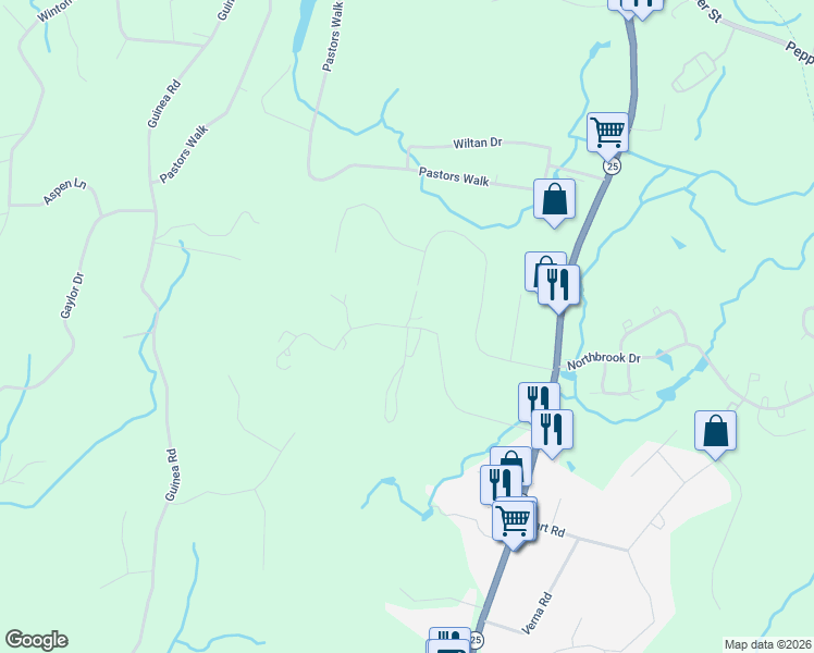 map of restaurants, bars, coffee shops, grocery stores, and more near 103 Wendover Drive in Monroe
