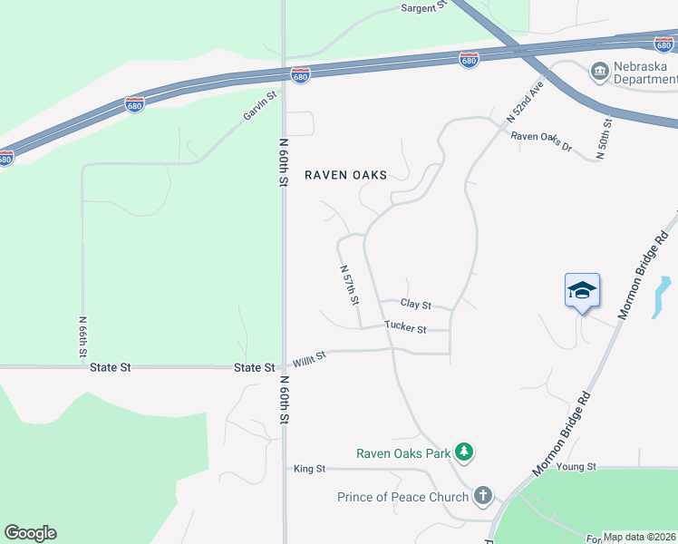 map of restaurants, bars, coffee shops, grocery stores, and more near 8717 North 57th Street in Omaha