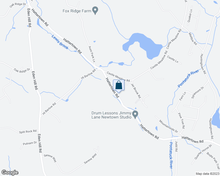 map of restaurants, bars, coffee shops, grocery stores, and more near 224 Hattertown Road in Newtown