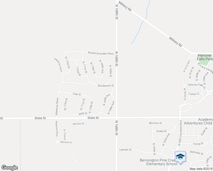 map of restaurants, bars, coffee shops, grocery stores, and more near 7302 North 169th Street in Bennington