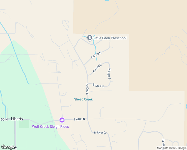 map of restaurants, bars, coffee shops, grocery stores, and more near 4041 East 4475 North in Eden