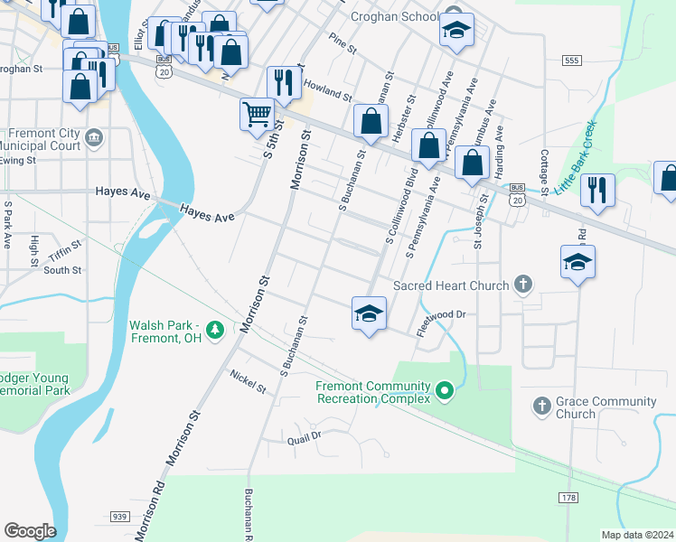 map of restaurants, bars, coffee shops, grocery stores, and more near 917 Amsden Boulevard in Fremont