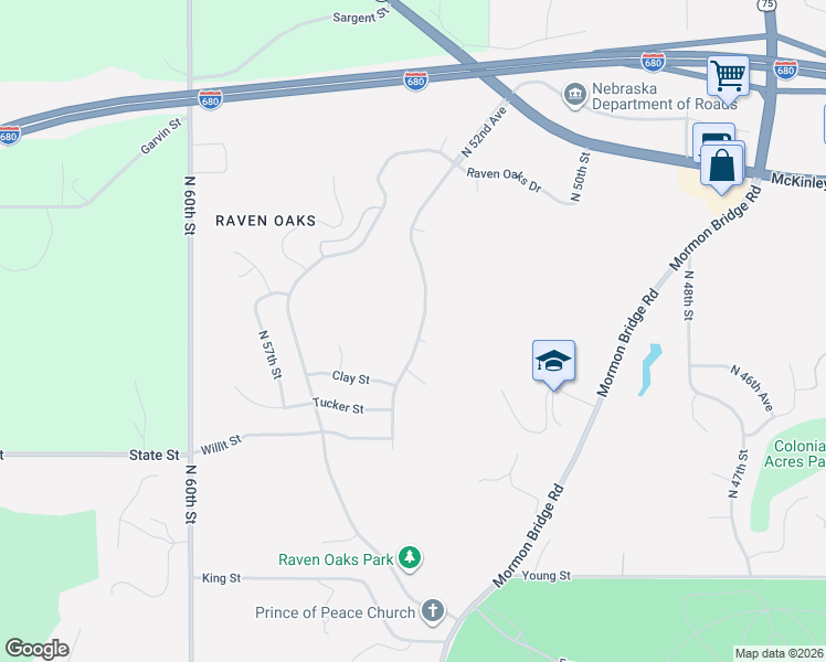 map of restaurants, bars, coffee shops, grocery stores, and more near 8805 North 52nd Avenue in Omaha