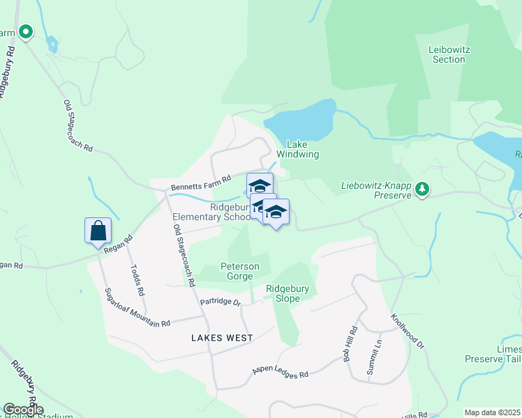 map of restaurants, bars, coffee shops, grocery stores, and more near 112 Bennetts Farm Road in Ridgefield