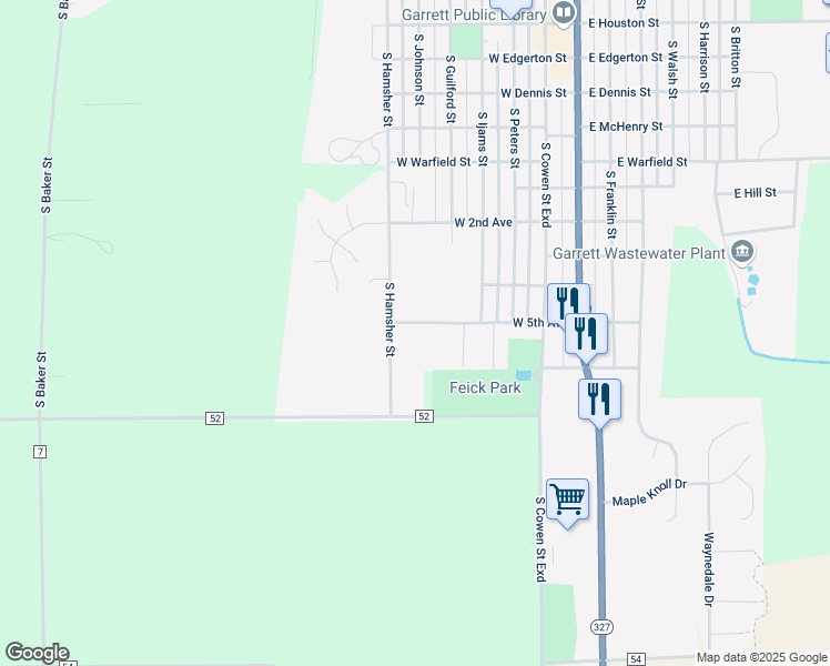 map of restaurants, bars, coffee shops, grocery stores, and more near 602 West 5th Avenue in Garrett