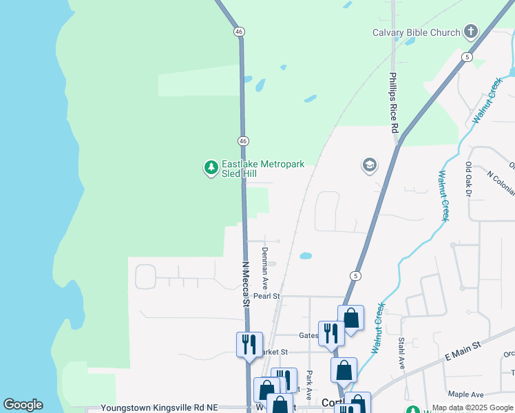 map of restaurants, bars, coffee shops, grocery stores, and more near 4464 Ohio 46 in Cortland