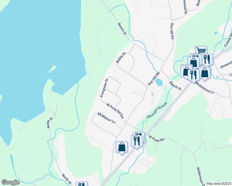 map of restaurants, bars, coffee shops, grocery stores, and more near 4 Dogwood Road in North Branford