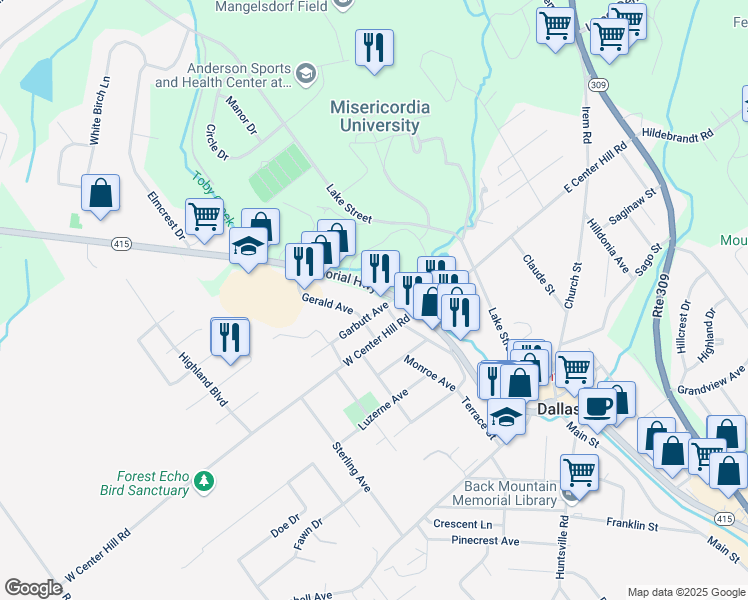 map of restaurants, bars, coffee shops, grocery stores, and more near 1011-1033 Memorial Hwy in Dallas