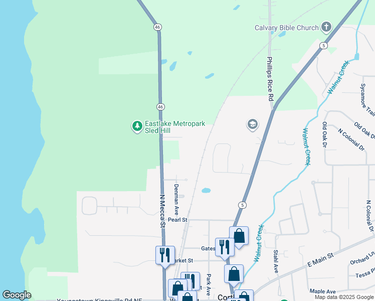 map of restaurants, bars, coffee shops, grocery stores, and more near 1000 Liberty Boulevard in Cortland