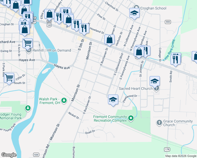 map of restaurants, bars, coffee shops, grocery stores, and more near 915 Christy Boulevard in Fremont