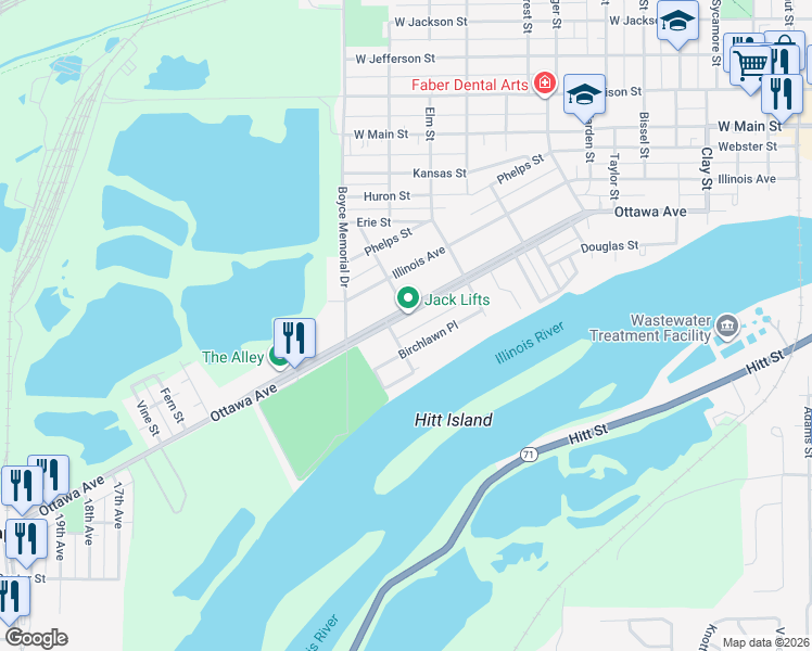 map of restaurants, bars, coffee shops, grocery stores, and more near 1509 Ottawa Avenue in Ottawa