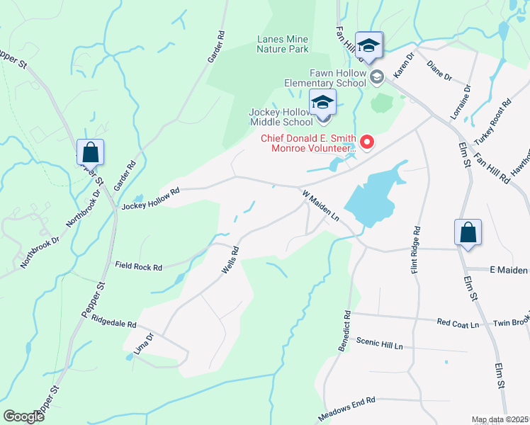 map of restaurants, bars, coffee shops, grocery stores, and more near 95 Wells Road in Monroe