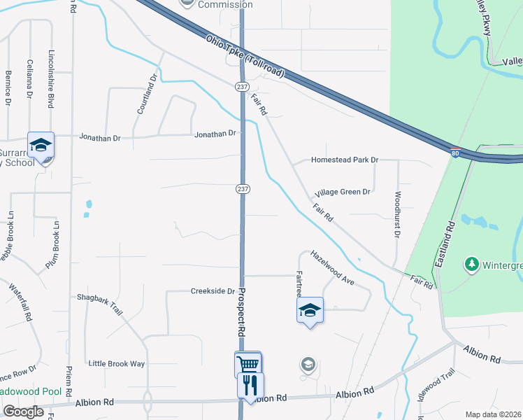 map of restaurants, bars, coffee shops, grocery stores, and more near 20878 Oak Trail Court in Strongsville