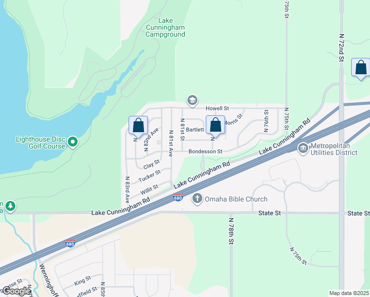map of restaurants, bars, coffee shops, grocery stores, and more near 8016 Bondesson Street in Omaha