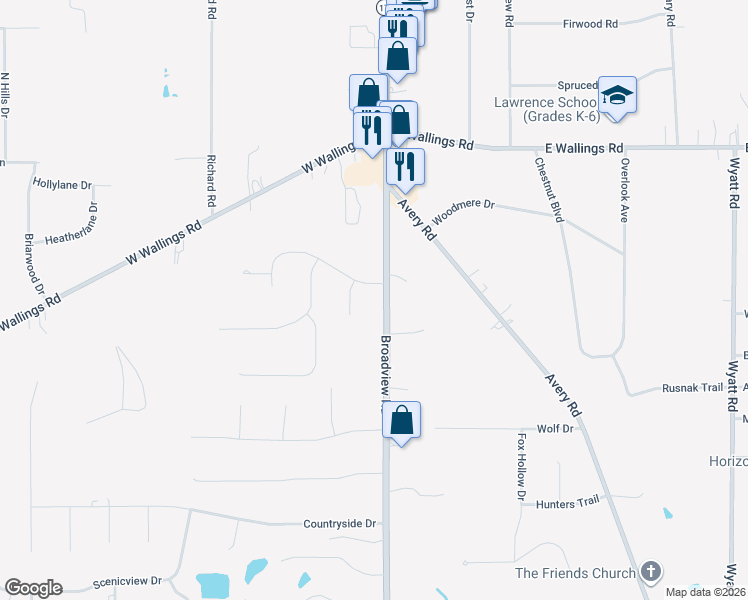 map of restaurants, bars, coffee shops, grocery stores, and more near 8301 Shady Lane Drive in Broadview Heights