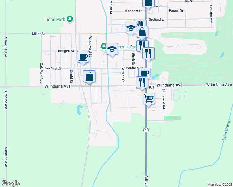 map of restaurants, bars, coffee shops, grocery stores, and more near 641 Pasadena Avenue in Beecher