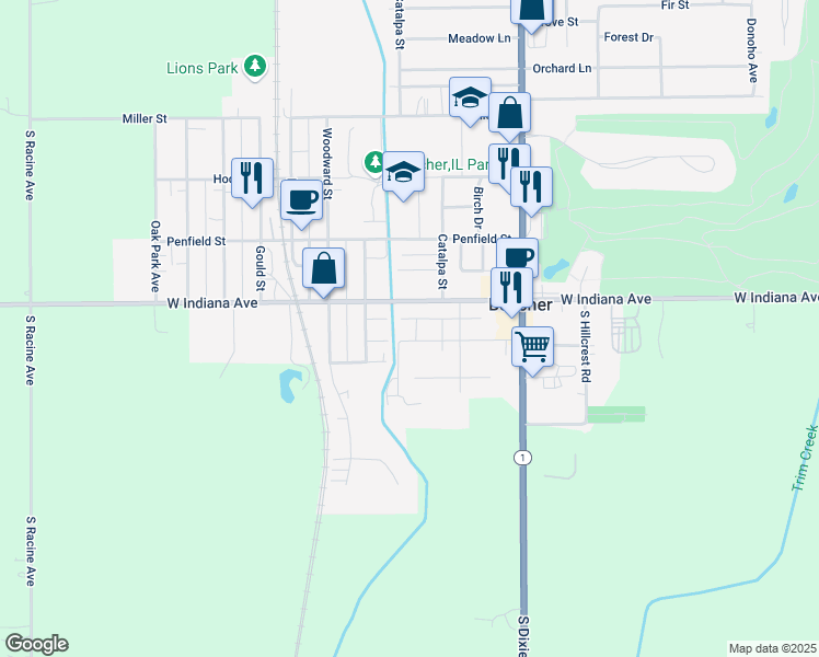 map of restaurants, bars, coffee shops, grocery stores, and more near 641 Pasadena Avenue in Beecher