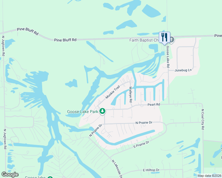 map of restaurants, bars, coffee shops, grocery stores, and more near 5820 Muskie Trail in Morris