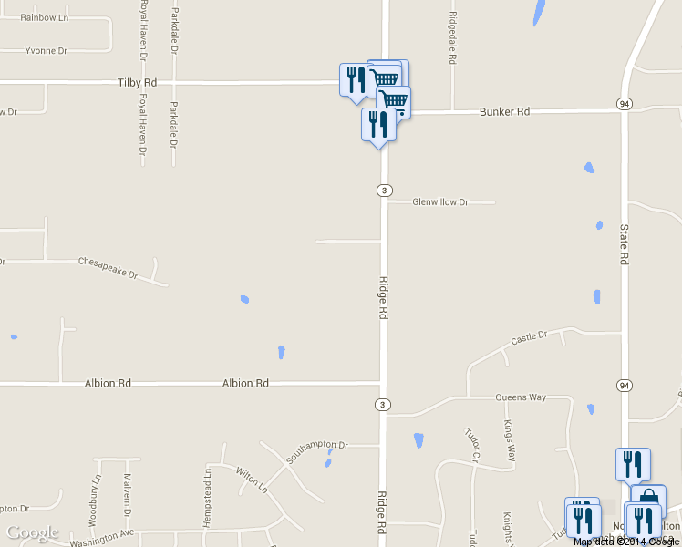 map of restaurants, bars, coffee shops, grocery stores, and more near 9726 Ridge Road in North Royalton