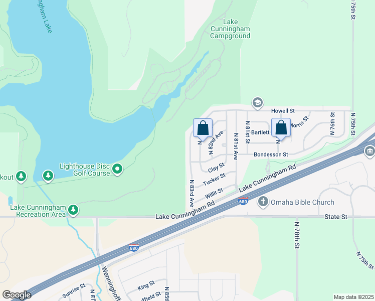 map of restaurants, bars, coffee shops, grocery stores, and more near 8826 North 83rd Avenue in Omaha