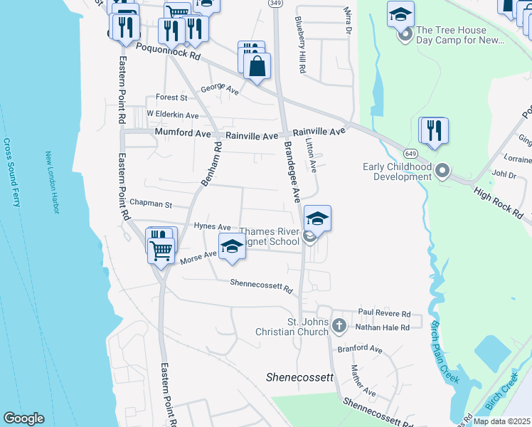 map of restaurants, bars, coffee shops, grocery stores, and more near 29 Godfrey Street in Groton