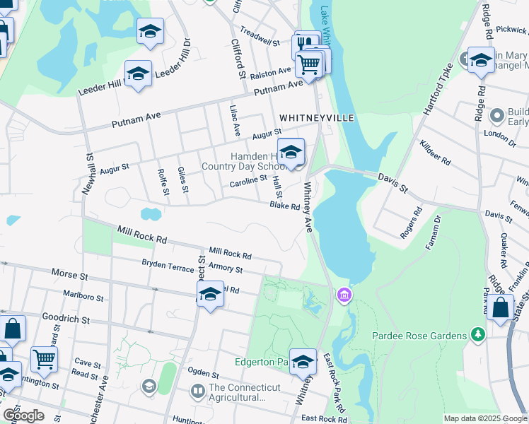 map of restaurants, bars, coffee shops, grocery stores, and more near 56 Blake Road in Hamden