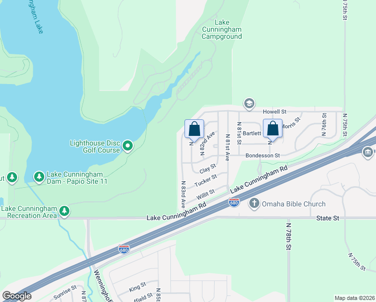 map of restaurants, bars, coffee shops, grocery stores, and more near 8822 North 83rd Street in Omaha