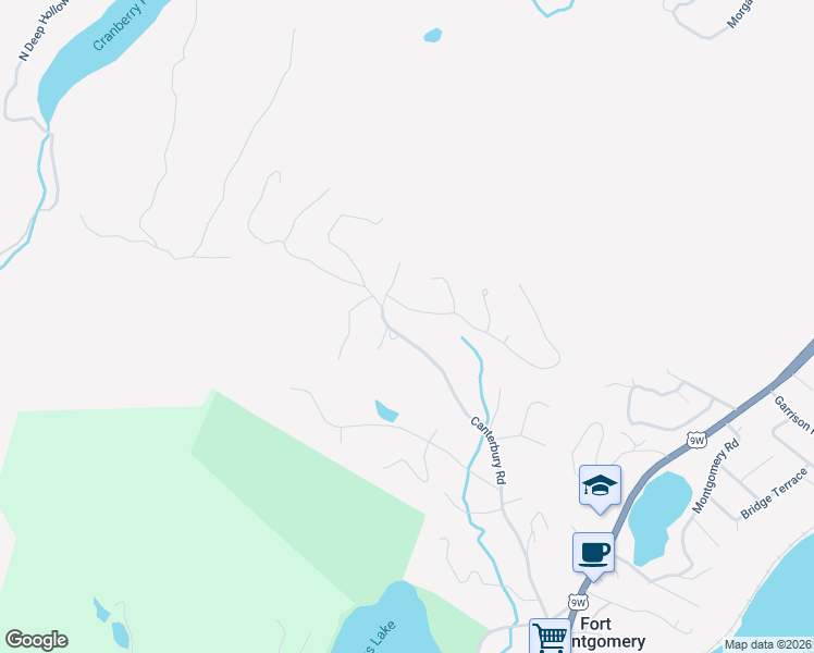 map of restaurants, bars, coffee shops, grocery stores, and more near 136 Canterbury Road in Fort Montgomery