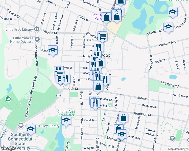 map of restaurants, bars, coffee shops, grocery stores, and more near 970 Dixwell Avenue in Hamden
