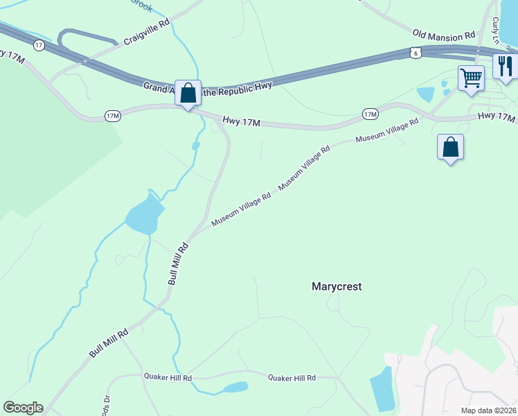 map of restaurants, bars, coffee shops, grocery stores, and more near 373 Museum Village Road in Monroe