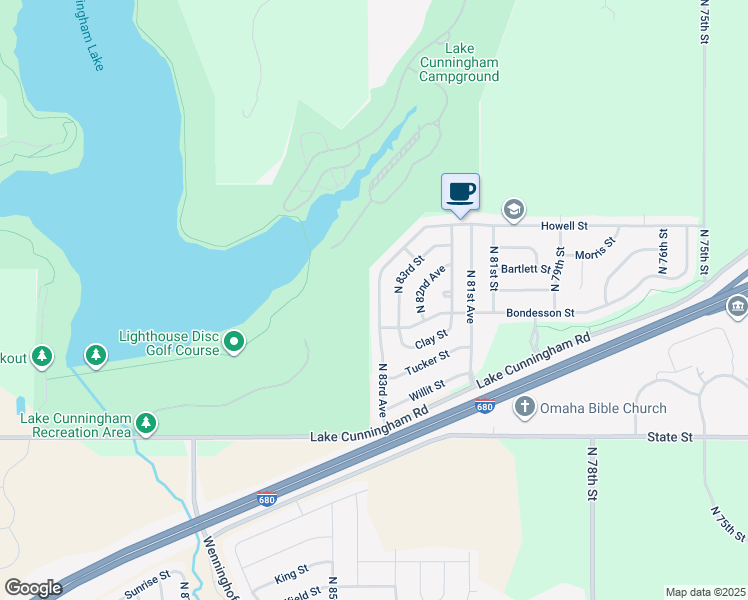 map of restaurants, bars, coffee shops, grocery stores, and more near 8826 North 83rd Avenue in Omaha