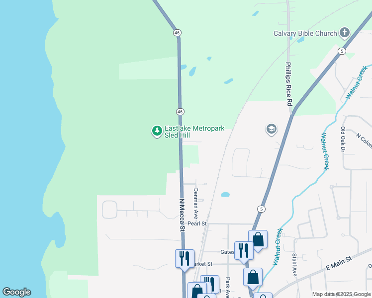 map of restaurants, bars, coffee shops, grocery stores, and more near 4484 Ohio 46 in Cortland