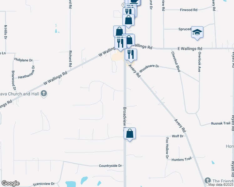 map of restaurants, bars, coffee shops, grocery stores, and more near 8301 Shady Lane Drive in Broadview Heights