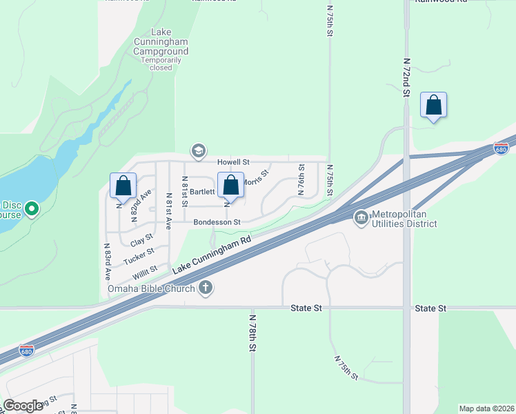 map of restaurants, bars, coffee shops, grocery stores, and more near 8802 77th Avenue in Omaha