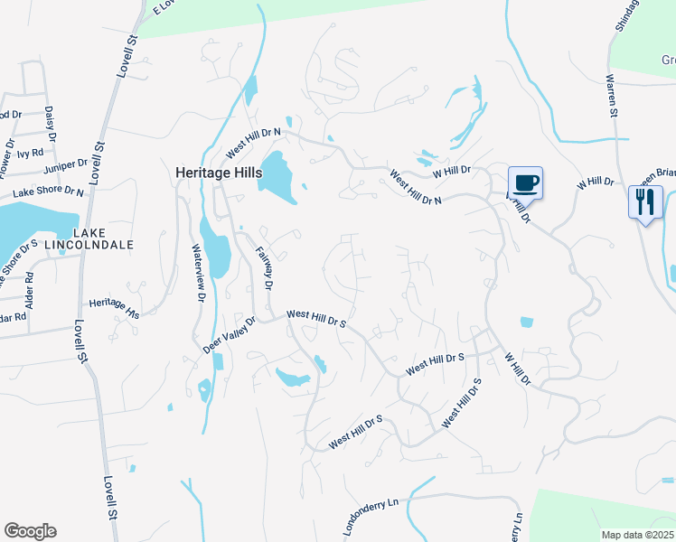 map of restaurants, bars, coffee shops, grocery stores, and more near 580 Heritage Hills in Westchester County