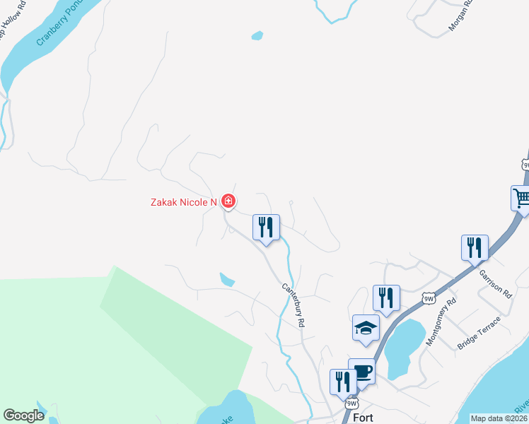 map of restaurants, bars, coffee shops, grocery stores, and more near 28 Forest Hill Road in Fort Montgomery