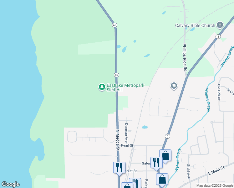 map of restaurants, bars, coffee shops, grocery stores, and more near 4484 Ohio 46 in Cortland