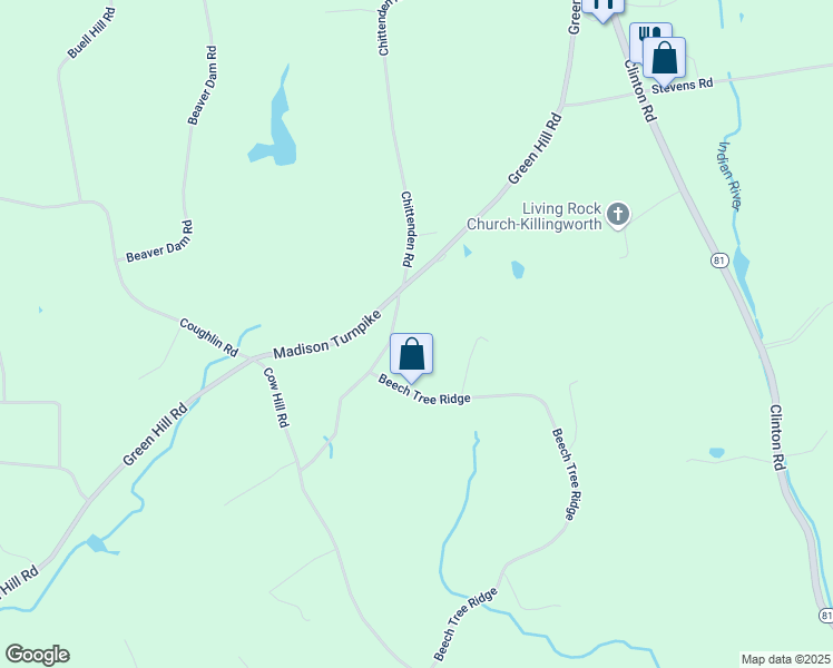 map of restaurants, bars, coffee shops, grocery stores, and more near 6 Beech Tree Ridge in Killingworth