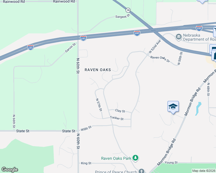 map of restaurants, bars, coffee shops, grocery stores, and more near 8815 Raven Oaks Drive in Omaha