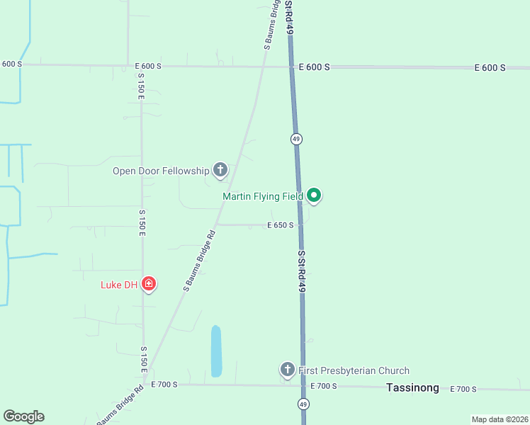 map of restaurants, bars, coffee shops, grocery stores, and more near 101-299 East 650 South in Kouts