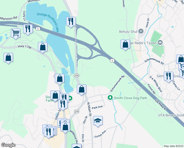 map of restaurants, bars, coffee shops, grocery stores, and more near 11 Jane Court in Monroe