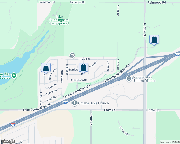map of restaurants, bars, coffee shops, grocery stores, and more near 7733 Morris Street in Omaha