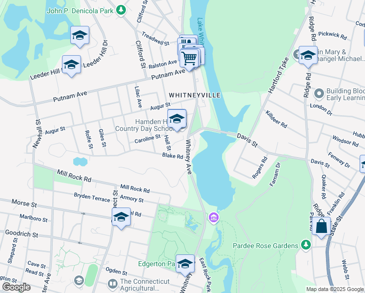 map of restaurants, bars, coffee shops, grocery stores, and more near 1108 Whitney Avenue in Hamden