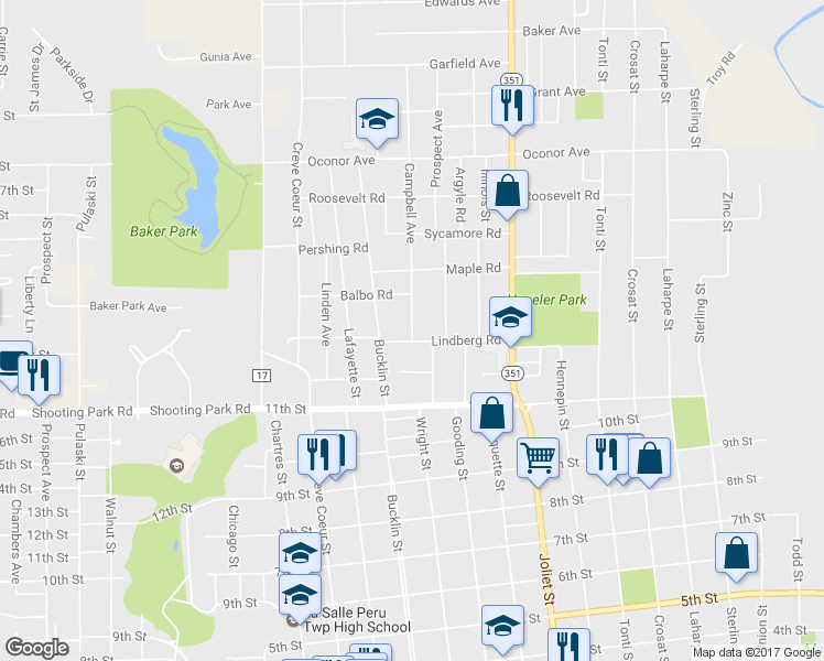 map of restaurants, bars, coffee shops, grocery stores, and more near 1322 Campbell Avenue in LaSalle