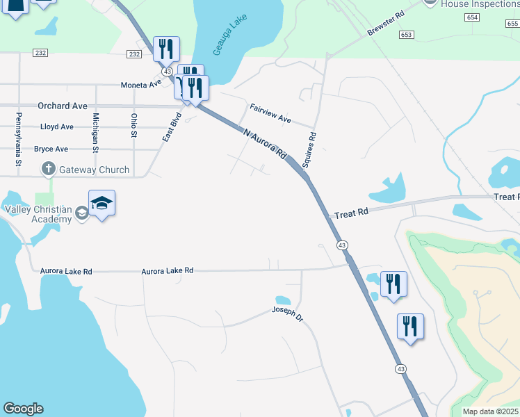 map of restaurants, bars, coffee shops, grocery stores, and more near 889 North Aurora Road in Aurora