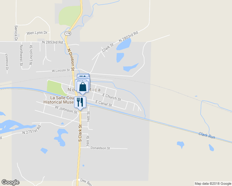 map of restaurants, bars, coffee shops, grocery stores, and more near 217 Oak Street in North Utica