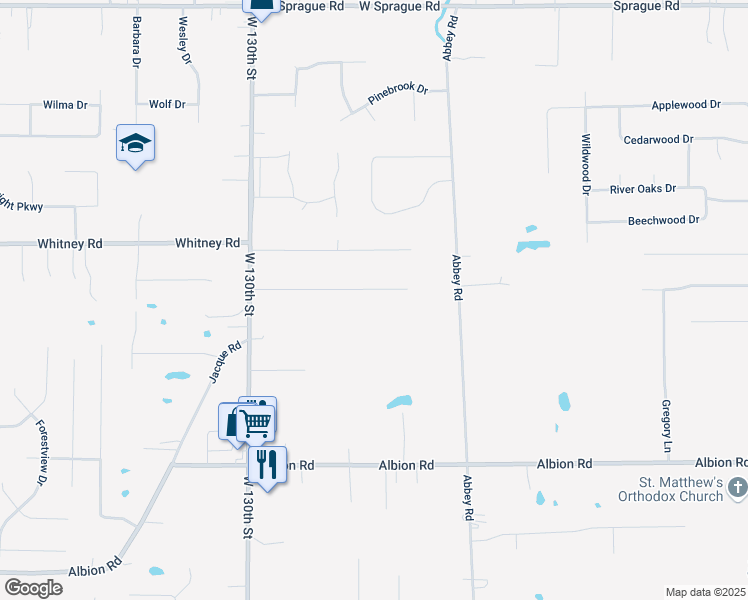 map of restaurants, bars, coffee shops, grocery stores, and more near 12709 Patricia Dr in North Royalton