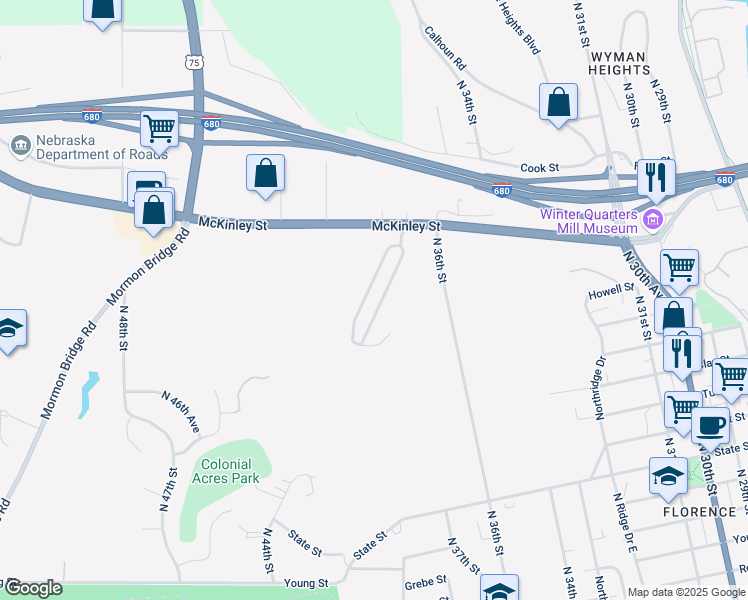 map of restaurants, bars, coffee shops, grocery stores, and more near a26 Town Country Trailer Park Road in Omaha