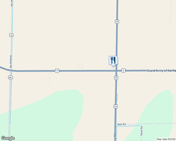 map of restaurants, bars, coffee shops, grocery stores, and more near 1448 Grand Army of the Republic Hwy in Gibsonburg